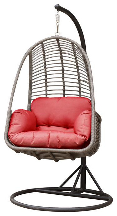 Aluminum Outdoor Basket Swing Porch Chair, Red