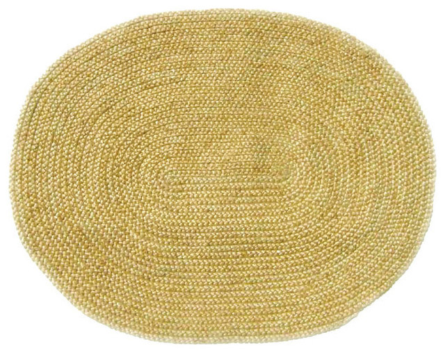 Handwoven and Braided Oval Jute Rug, Natural, 4'6"x6' Area Rugs by