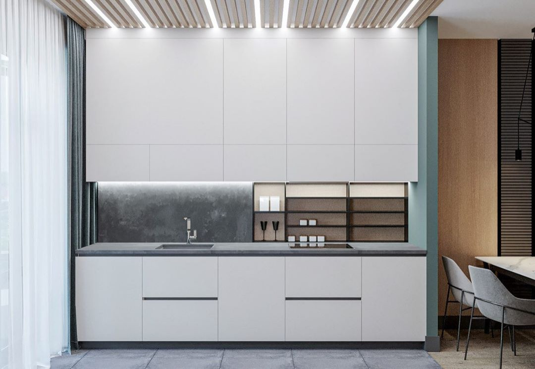 Дизайн-проект кухни в эко стиле и лофте в квартире во Владивостоке