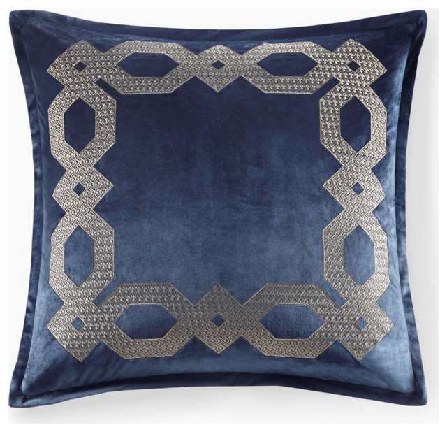 Croscill Clermont Traditional Embroidered Euro Sham, Navy Blue
