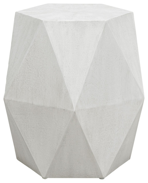 Uttermost Volker White Geometric Accent Table Farmhouse Side Tables And End Tables by