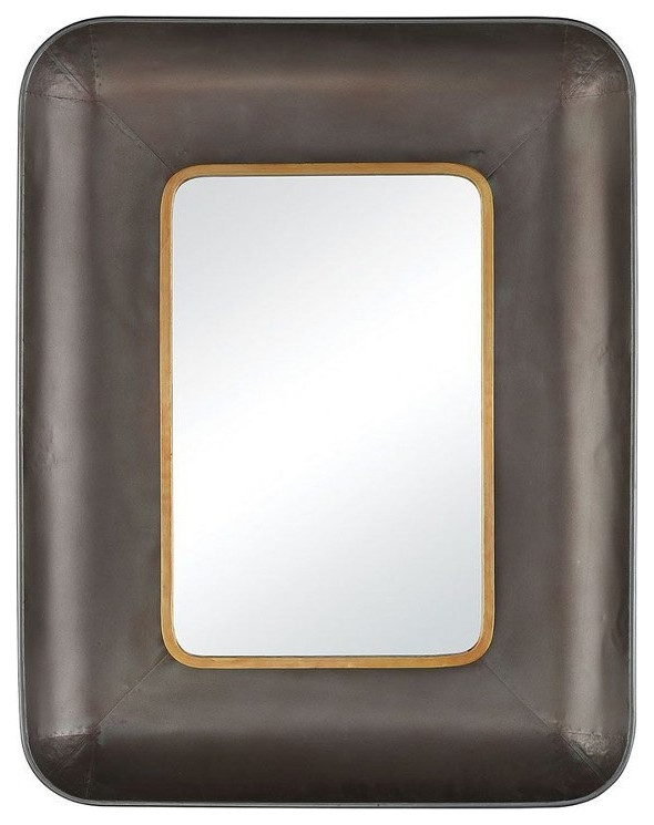 Traditional Rustic Decorative Wall Mirror in Brown Finish Wood Frame
