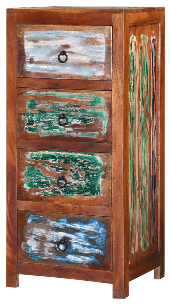 Modern Pioneer Colors Reclaimed Wood 4 Drawer Tall Dresser