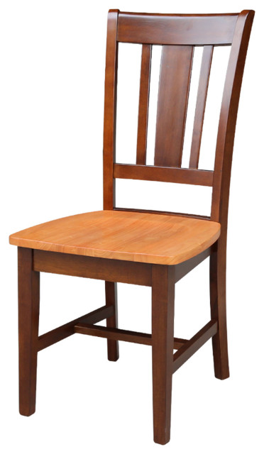 Set of Two San Remo Slat Back Chairs, Cinnamon/Espresso