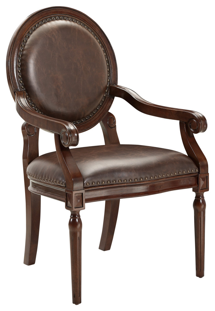 Accent Chair, Dark Brown Color Traditional Dining Chairs