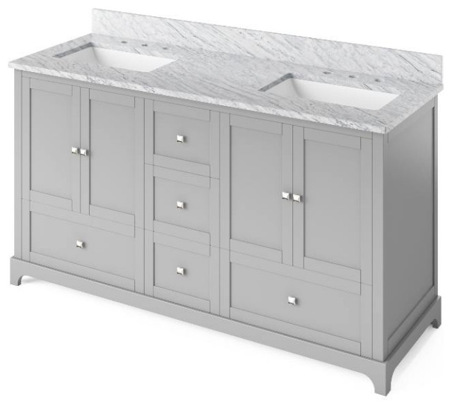 Addington Modern Grey 60" Double Bowl Vanity Transitional Bathroom Vanities And Sink