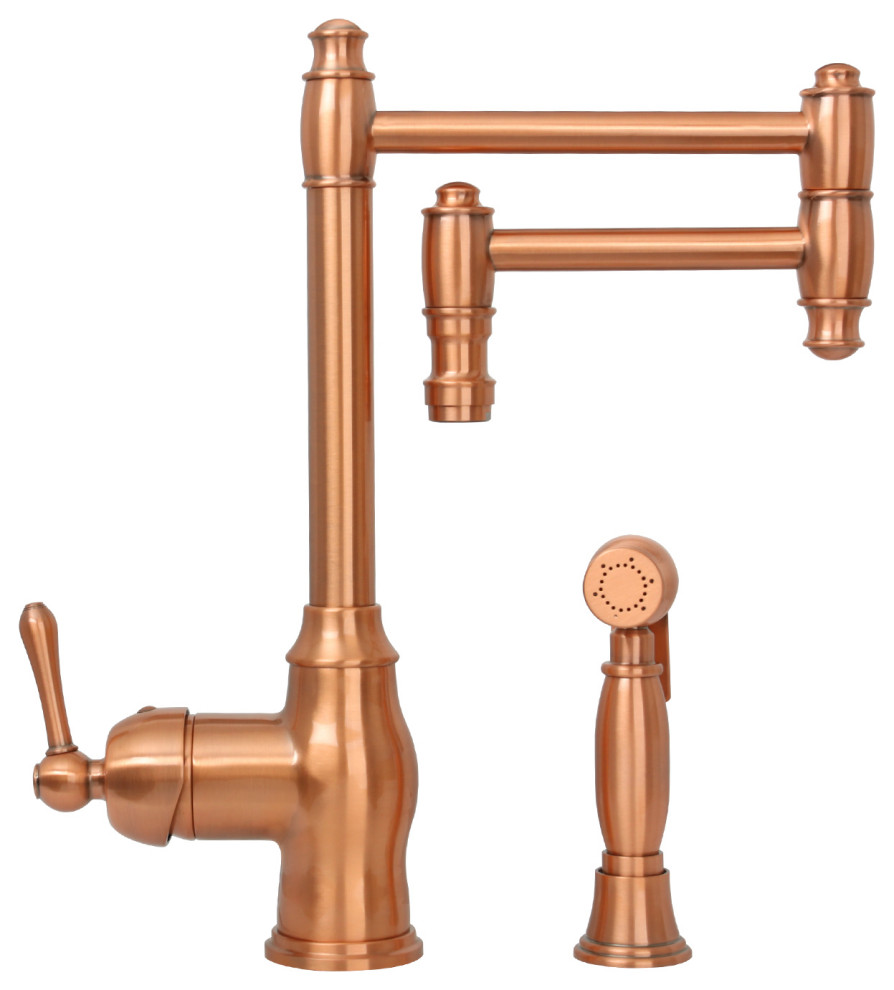 OneHandle Copper Pot Filler Kitchen Faucet with Side Sprayer Traditional Pot Fillers by