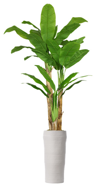 93 in. Tall Banana Tree Real Touch Leaves with Planter