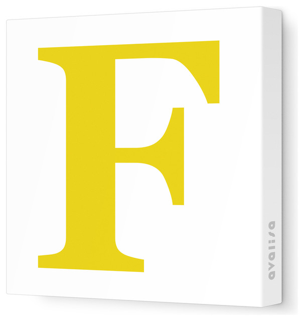 Letter - Upper Case 'F' Stretched Wall Art, 12" x 12", Dark Yellow