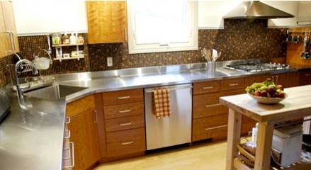Stainless Steel Countertop With A Corner Sink By Ridalco