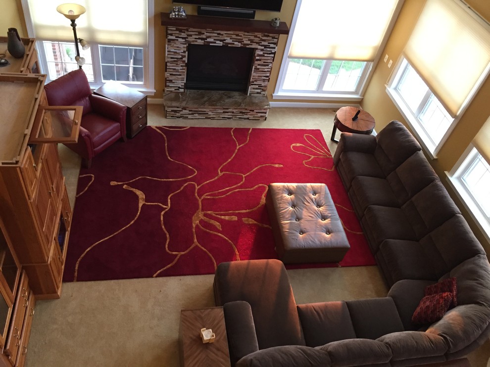 Two-Story Family Room - Made Warm and Cozy