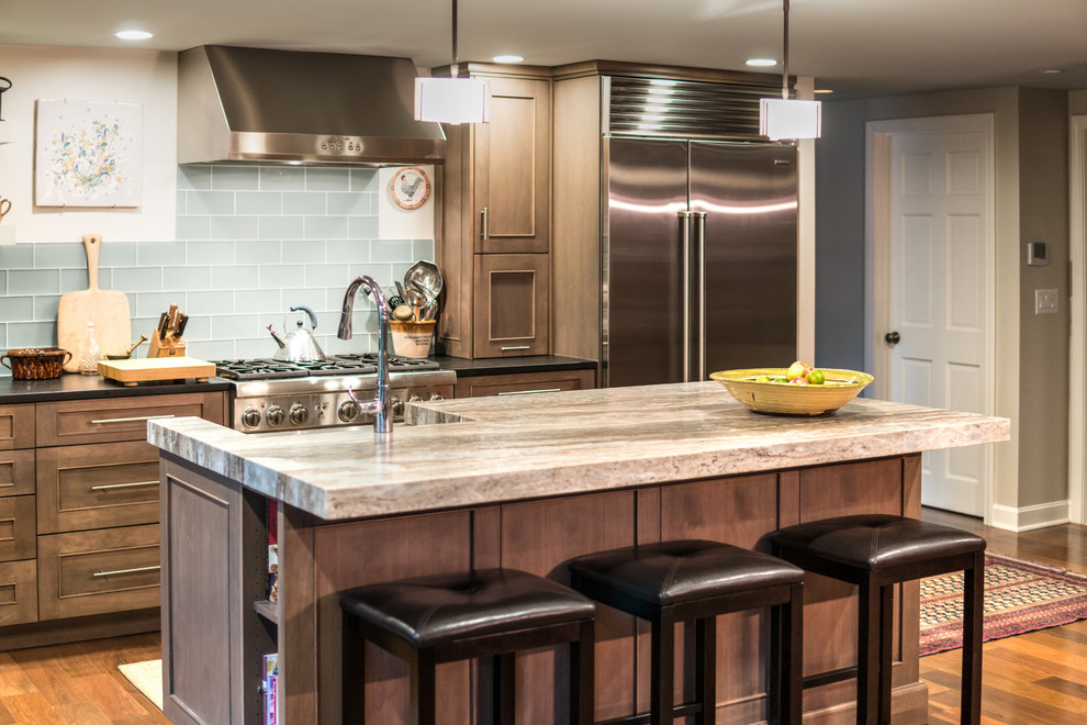 Example of a mountain style kitchen design in Boston