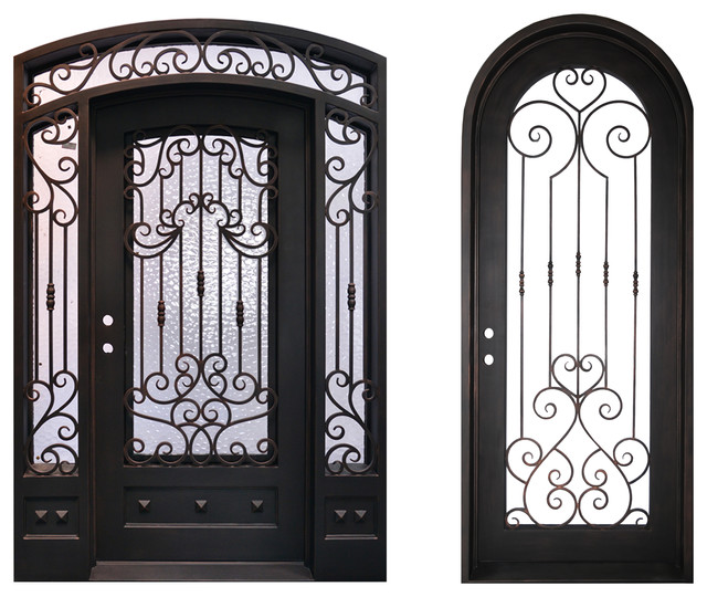 High End Front Entry Wrought Iron Door With Same Style Single Door Mediterranean Front Doors By Mcm3 Llc