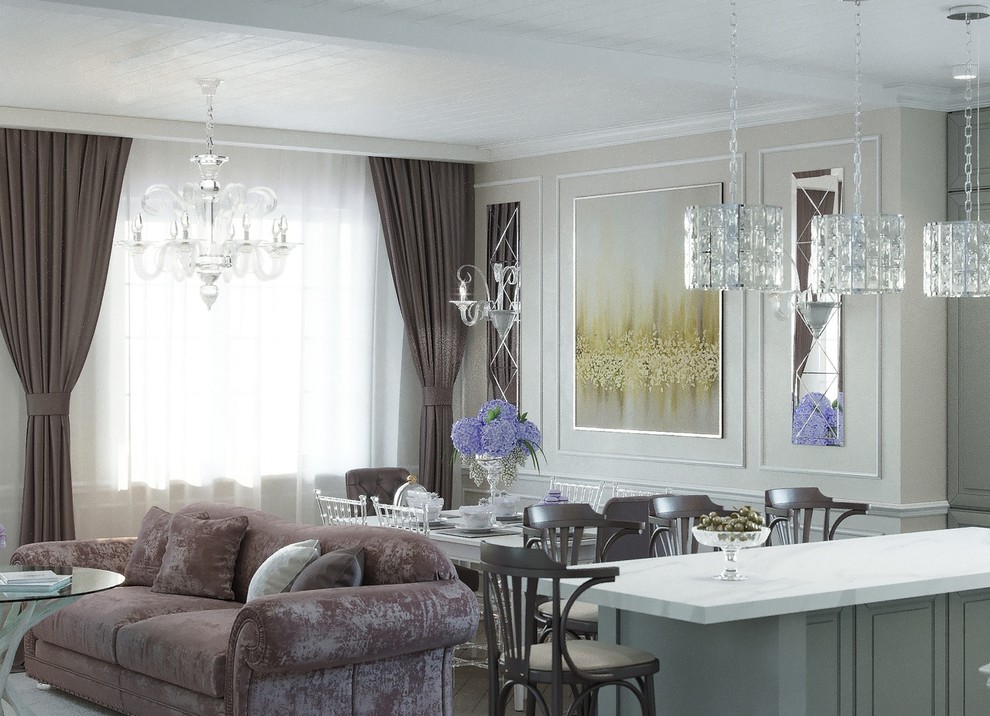 Дизайн интерьера кухни-гостиной, Воронеж