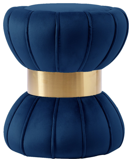 Vino Velvet Upholstered Ottoman/Stool, Navy