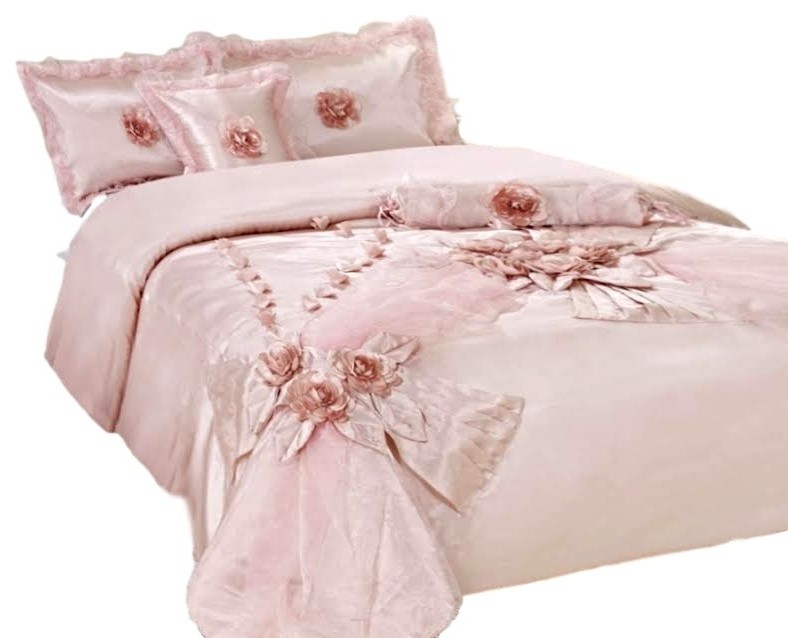 Tache 6 Piece Raspberry Macaroon Elegant Pink Comforter Set Traditional Comforters And Sets By Home Fashion - Raspberry Colored Bedding Tache 6 Piece Raspberry Macaroon Elegant Pink Comforter Set Traditional Comforters And Sets By Home Fashion - Raspberry Colored Bedding