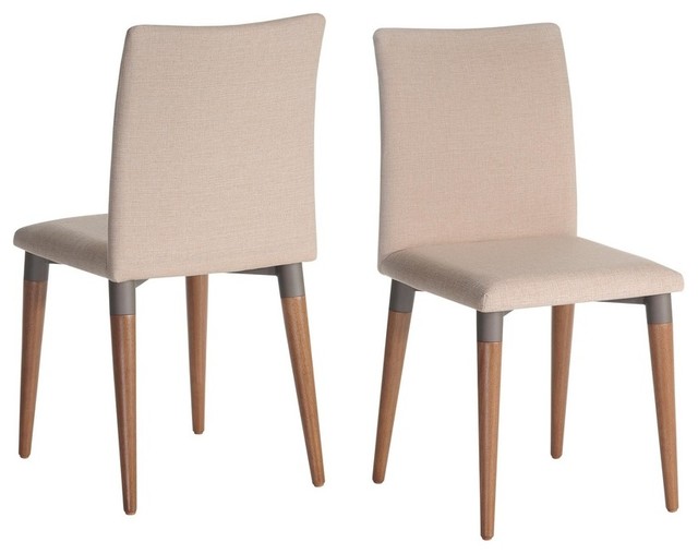 Mid Century Modern Solid Wood Upholstered Dining Chairs Set Of 2 Mid Century Modern Solid Wood Upholstered Dining Chairs Set Of 2 Dark Beige Midcentury By Modhaus Living