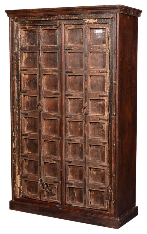 North Perry Solid Reclaimed Wood Large Armoire With Shelves
