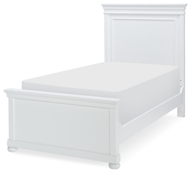 Canterbury Complete Panel Bed, Twin, Natural White, Twin Traditional Platform Beds by
