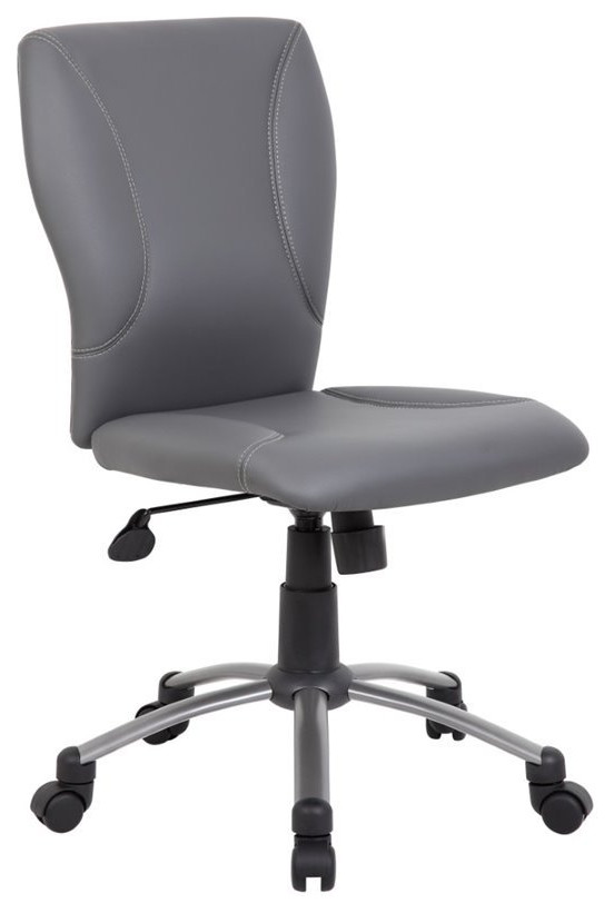 Boss Office Faux Leather Upholstered Office Swivel Chair in Gray