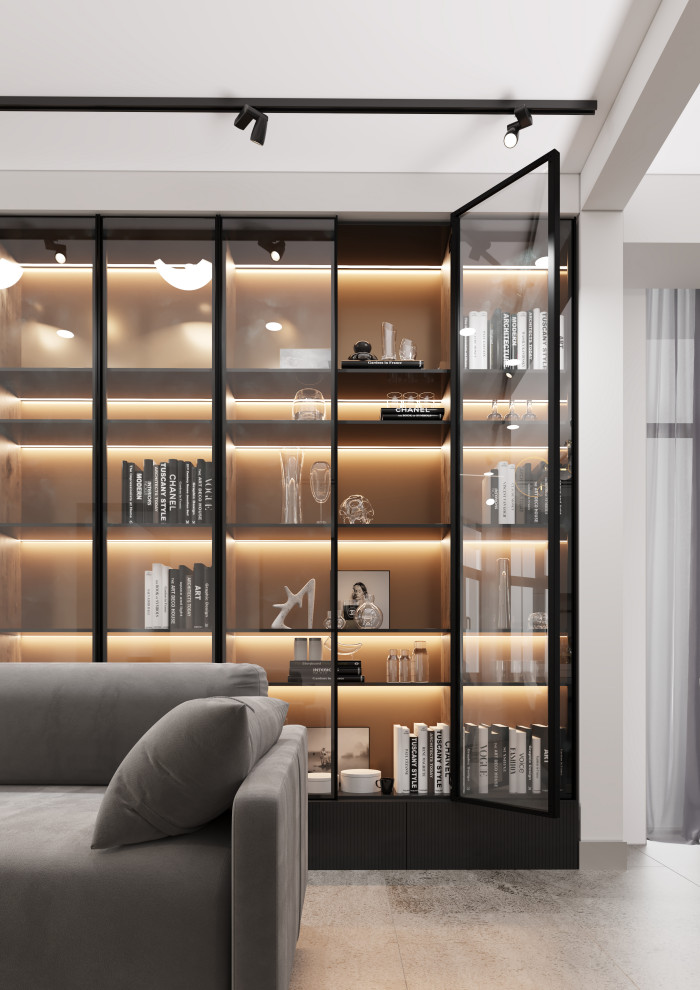 Утончённая эстетика шкафов с фасадами на основе тонкого алюминиевого профиля