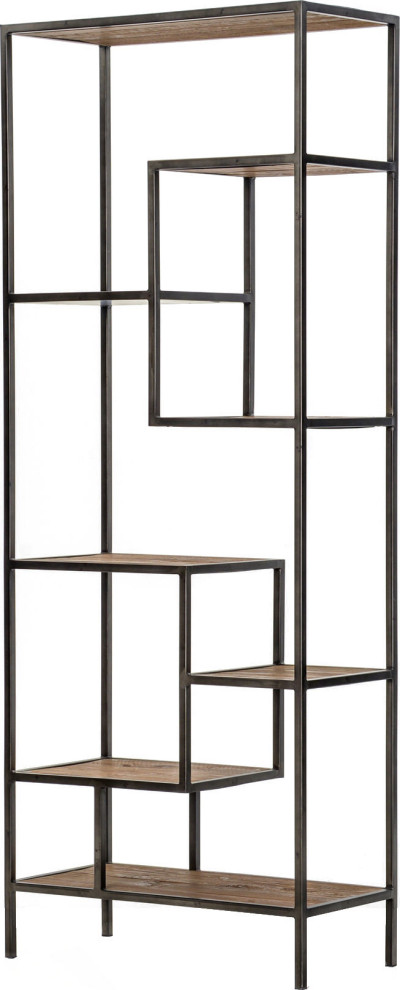 Helena 83" Bookcase, Antique Blch Seal, Waxed Black