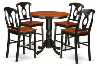 5-Piece Counter Height Set, High Table And 4 Kitchen Dining Chairs