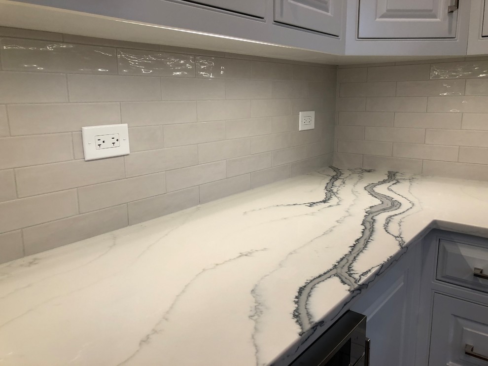 Example of a transitional home design design in Chicago