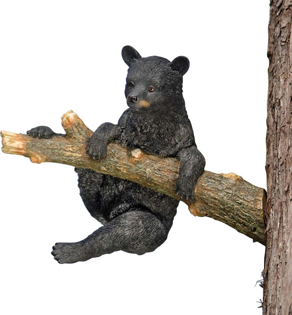 Climbing Bear Cub Tree Hanger Statue Traditional Decorative Objects