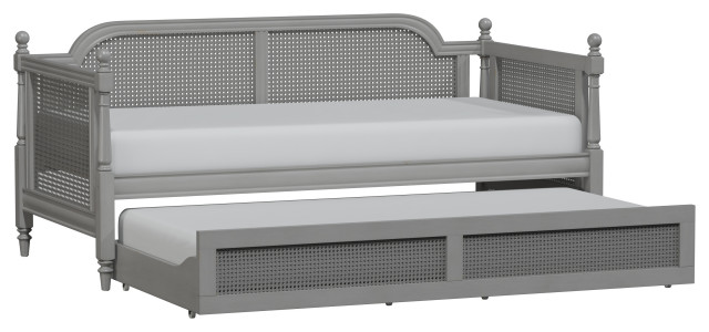 Hillsdale Melanie Wood And Cane Twin Size Daybed With Trundle Traditional Daybeds By