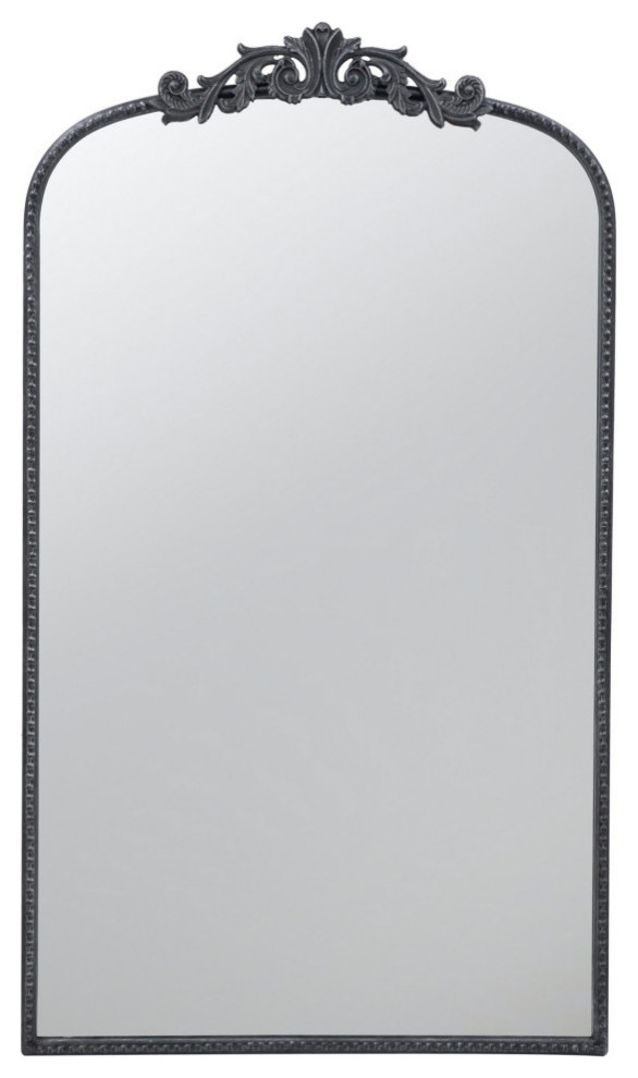 Kea 42" Large Wall Mirror, Black Curved Metal Frame, Baroque Design