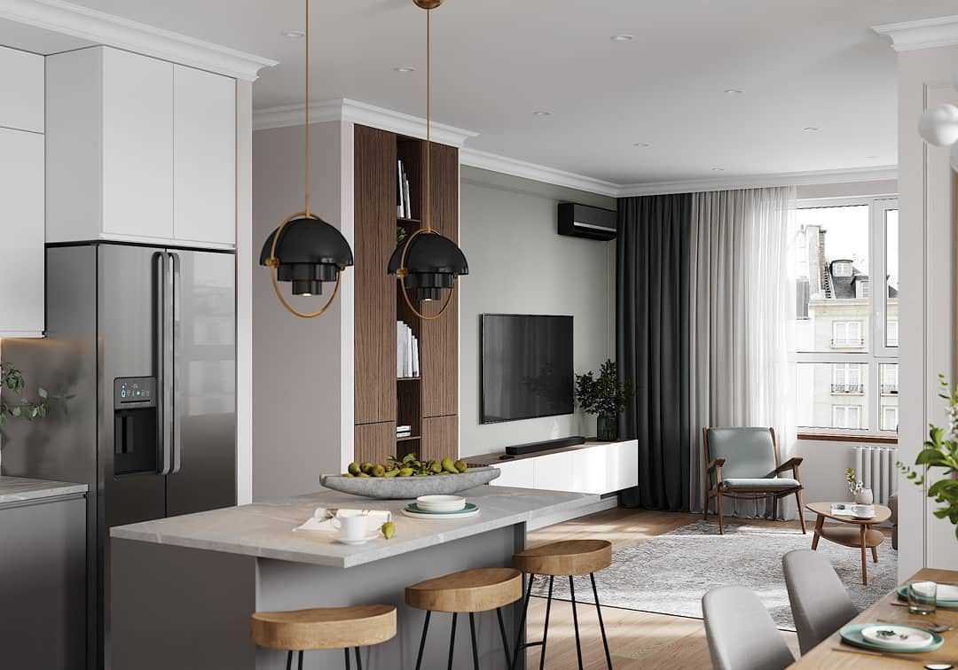 Проект кухни-гостиной 41 кв.м.