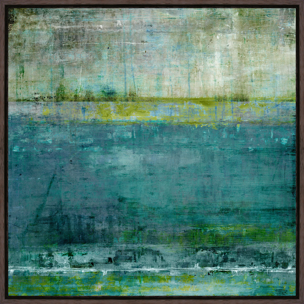 Looking at the Horizon III, 37.25"x37.25", Espresso Natural Wood Gallery Floater