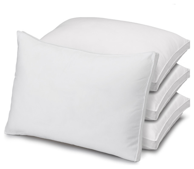 4Pack Gusseted Gel Fiber Filled Firm Side/Back Sleeper Pillows, King