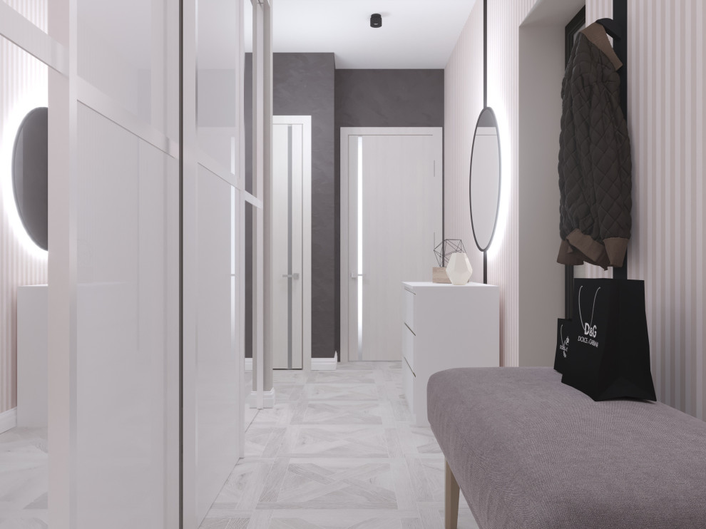 Прихожая в проекте 2-х комнатной квартиры для молодой семьи