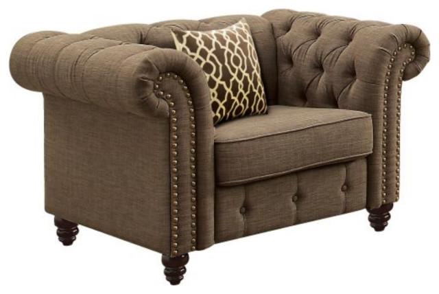 Ergode Chair With Pillow, Brown Linen