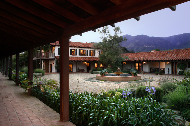 Adobe Courtyard Mediterranean Exterior Santa Barbara 