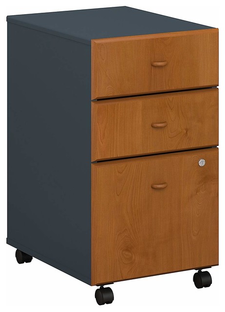 Contemporary File Cabinet In Mdf With 3 Drawers Wheels And