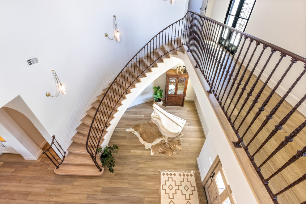 Curved Staircase – Dramatic Overhead View | Tuscan Farmhouse