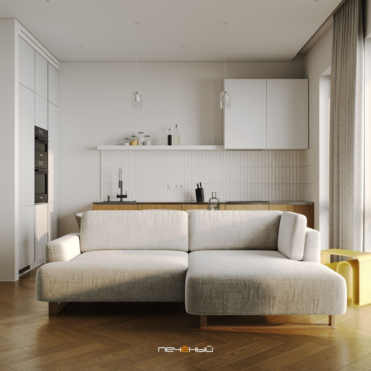 2025 Дизайн 2-комн. квартиры 64 м² в современном стиле, Москва, Павелецкая City