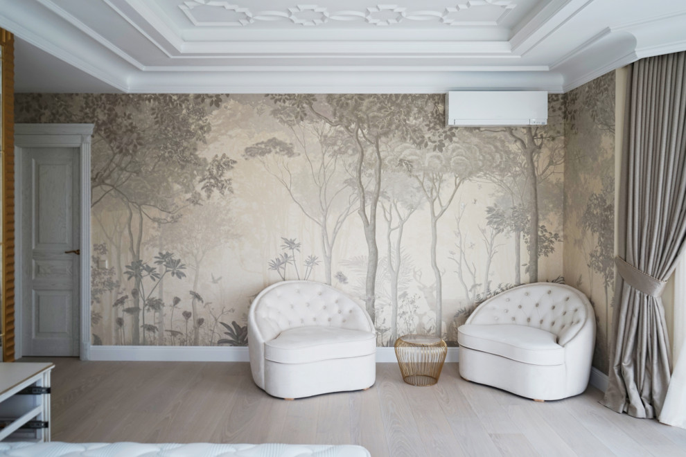 Фото готового интерьера. Второй этаж загородного дома, пространство спален в дом