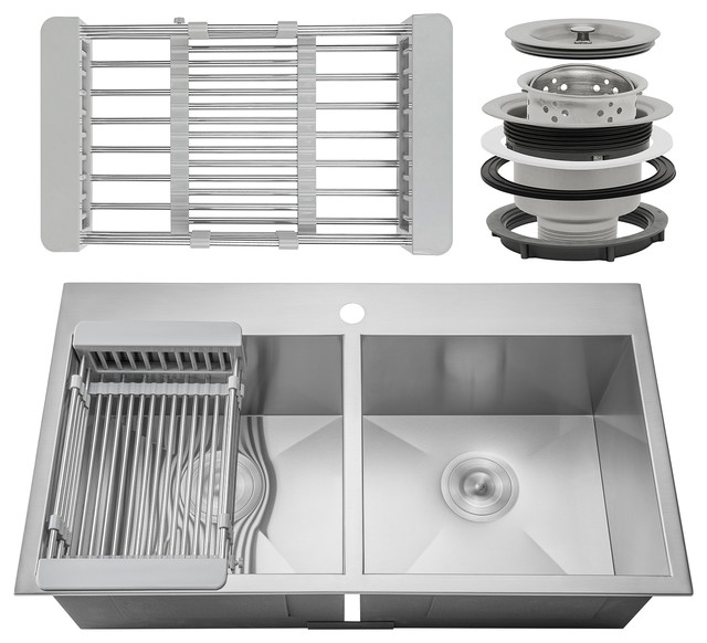 Akdy 33 X22 X9 Handmade Stainless Steel Top Mount Kitchen Sink 50