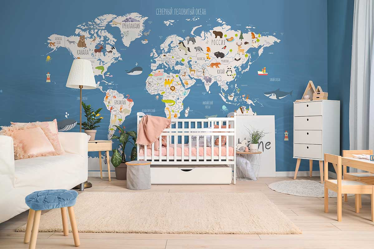 Фотообои Карта мира океания синяя