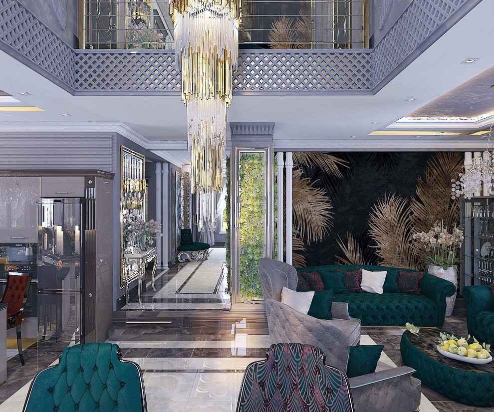 Зона тв в частном домовладении в стиле арт-деко (г.Пятигорск)