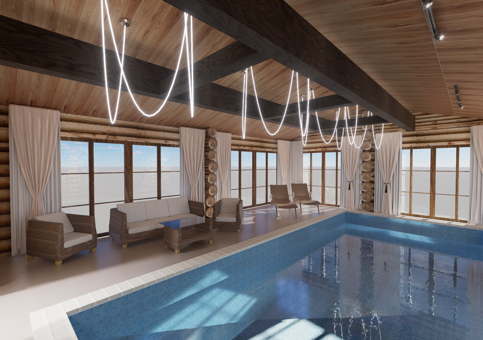 Дизайн бассейна в деревянном доме