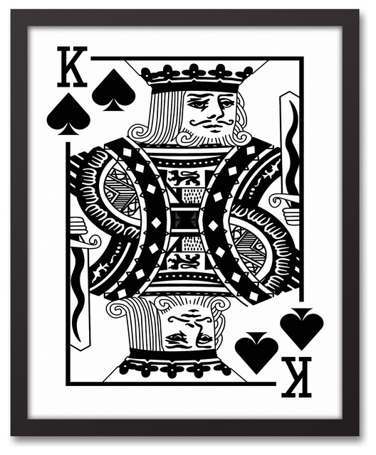 King of Spades Playing Card Framed Canvas Wall Art, 16"x20" - Eclectic