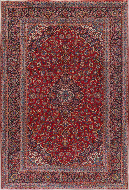 Consigned Traditional Floral Oreintal Vintage Area Rug Wool Handmade Red 8x12 Traditional Area Rugs By Rugsource Inc