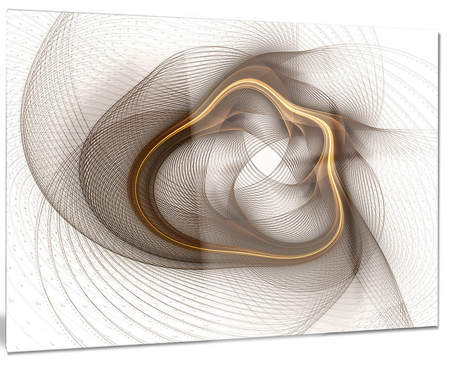 "Brown Abstract Fractal Flower" Glossy Metal Wall Art, 40"x30"
