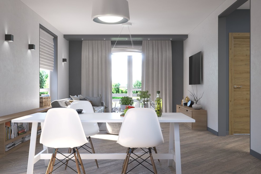 Гостиная с кухней и обеденной зоной