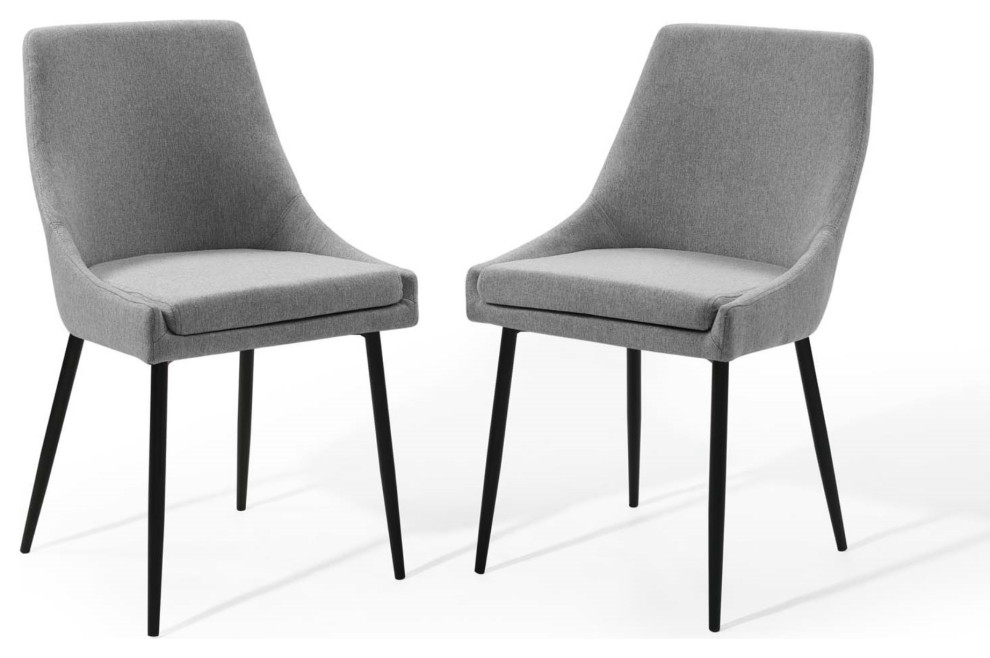 Viscount Upholstered Fabric Dining Chairs Set of 2 Black Light Gray
